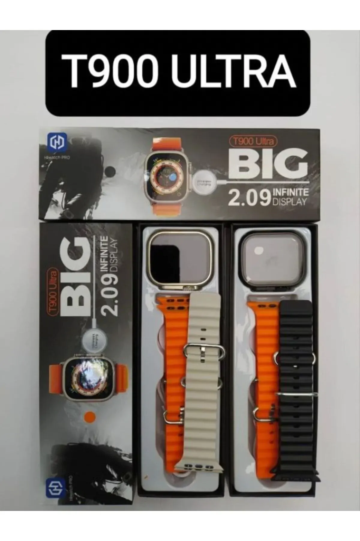 Akıllı Saat Watch 8 T900 Ultra Çift Kordon Tüm Telefonlar İle Uyumlu Turuncu Konuşma Özellikli