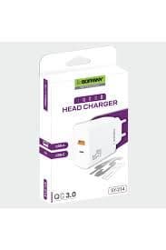 soffany 45W Hızlı Şarj Adaptörü USB-A USB-C Çift Girişli Type-C Şarj Başlığı iPH - Android Tablet Uyumlu Şarj Cihazı
