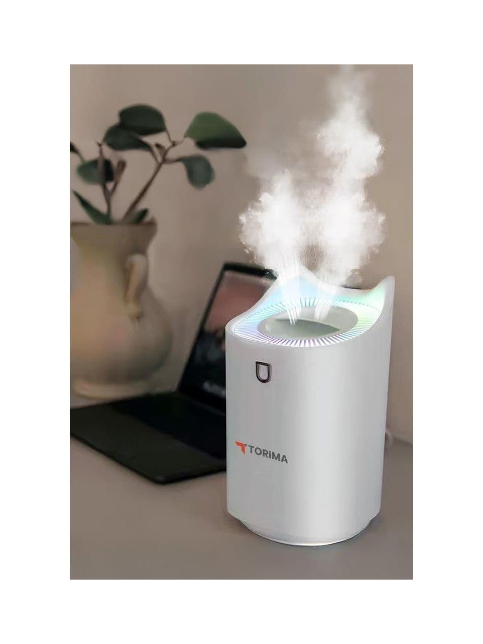 H7 Beyaz 3000 ml Ultrasonik Renkli Hava Nemlendirici Buhar Makinesi ve Aroma Difüzörü