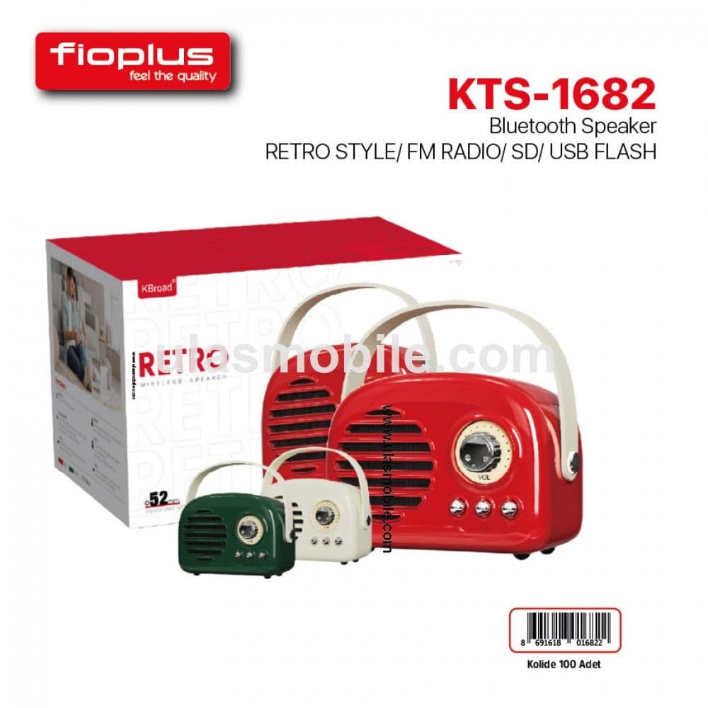 Fioplus KTS-1682 Retro Tarz Taşınabilir Hoparlör