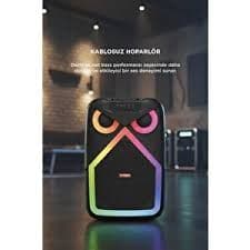 Bluetooth Hoparlör RGB LED Işıklı Kablosuz Mikrofonlu Taşınabilir Karaoke Speaker D84 Siyah Torima