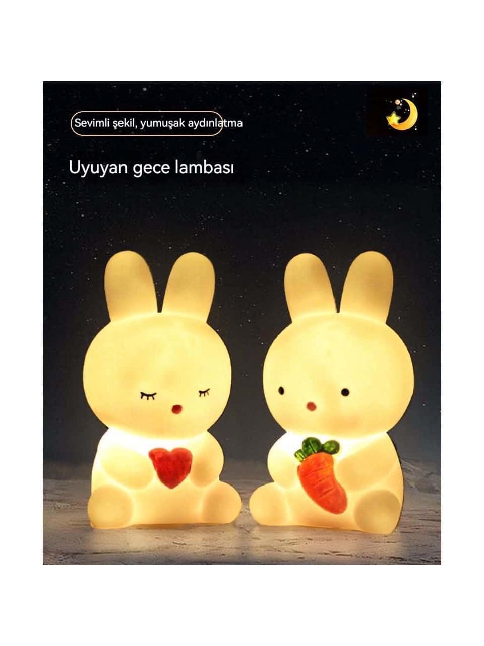 Bigsharp Çocuk Karikatür Ay Ve Tavşan Yaratıcı Sevimli Gece Lambası görseli