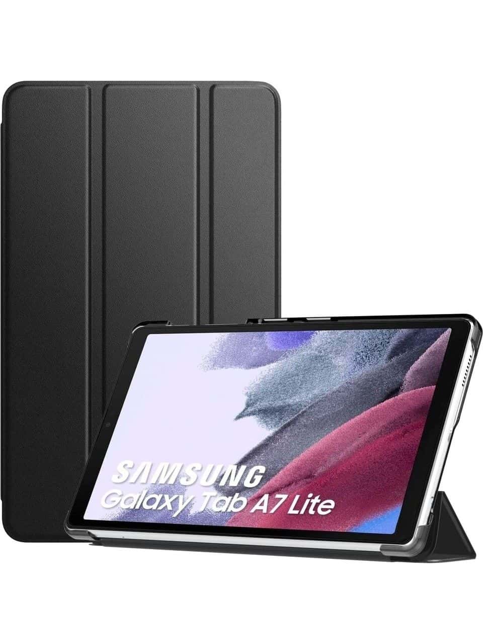 Samsung Galaxy Tab A7 Lite 8.7 Inç SM-T220 Tablet Kılıfı Akıllı Smart Uyku Modlu Katlanabilir Şeffaf Renkli Arka Kapak görseli