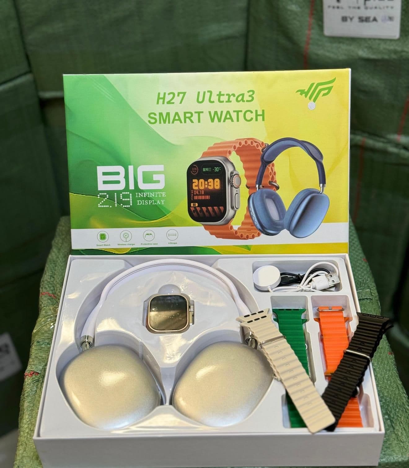 H27 Ultra 3 Akıllı Saat Bluetooth Kulaklık ve 4 Kordon Dahil Süper Set