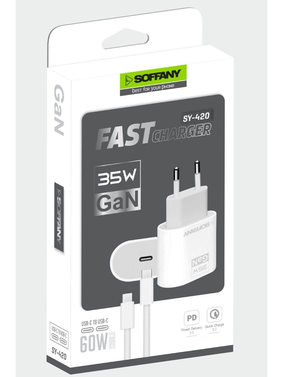 Soffany SY-420 35W Pd Gan C-To-C Şarj & Data Kablosu